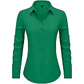 Mutitop Button Down Shirts for Women Long Sleeve Dress Shirts Wrinkle Free Collared Work Office Solid Blouses Corset Tops