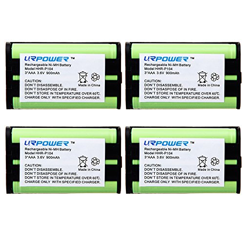 URPOWER® 4 Pcs 3.6V 900mAh Rechargeable Home Cordless Phone Battery for Panasonic HHR-P104 HHR P104 HHR-P104A HHR P104A KXTGA545 KX-FG6550, KX-FPG391, KX-TG2302, KX-TG2303, KX-TG2312, KX-TG2355W, KX-TG2356B, KX-TG2356BP, KX-TG2356S, KX-TG2356W, KX-TG2357B, KX-TG2357PK, KX-TG2382B, KX-TG2386B, KX-TG2388B, KX-TG2396 URPOWER® 4 Pcs 3.6V 900mAh Rechargeable Home Cordless Phone Battery for Panasonic HHR-P104 HHR P104 HHR-P104A HHR P104A KXTGA545 KX-FG6550, KX-FPG391, KX-TG2302, KX-TG2303, KX-TG2312, KX-TG2355W, KX-TG2356B, KX-TG2356BP, KX-TG2356S, KX-TG2356W, KX-TG2357B, KX-TG2357PK, KX-TG2382B, KX-TG2386B, KX-TG2388B, KX-TG2396
