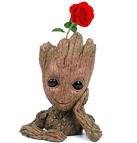 6" Kawaii Polyresin Flowerpot Tree Baby Groot Succulent Planter Cute Green Plants Flower Pot with Hole Pen Pot Best Gifts For Kids Pinsjar