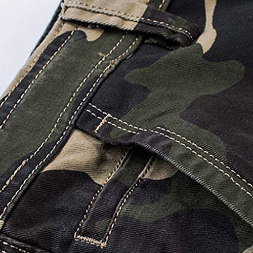 YKARITIANNA Men's Fashion Dungarees Casual Cotton Multi-Pocket Outdoors Work Trouser Cargo Short Pants Army Green - Thumbnail 5