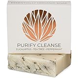 Eucalyptus Tea Tree Hemp Soap Bar with Peppermint Leaves | Certified Organic Ingredients, Vegan, GMO Free | Face & Body Wash for Combination and Oily Skin, Acne, Eczema