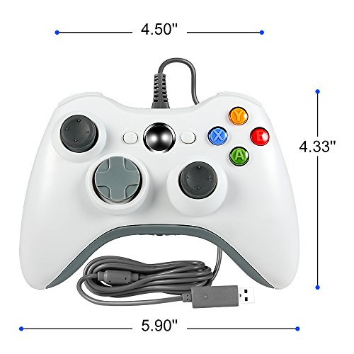 Wetoph Xbox 360 Wired Controller, XS02 PC Controller USB Gamepad Game Joystick Joypad Compatible for Microsoft 360 Console Windows PC Laptop Computer-White