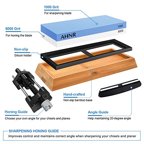 Whetstone Knife Sharpening Stone Set 1000/6000 Waterstone, Honing Guide