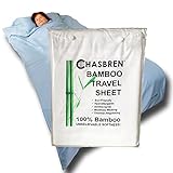 Chasbren Travel Sheet - 100% Bamboo Travel Bedding for Hotel Stays and Other Travels - Soft Comfortable Roomy Lightweight Sleep Sheet, Sack, Bag, Liner - Pillow Pocket, Zippers, Carry Bag (White)