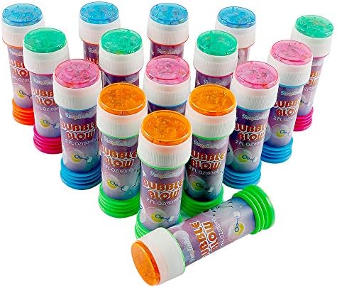 novelinks Big Bubble Bottle 16 Pack - 2oz Blow Bubbles Solution Novelty Summer Toy - Bubbles Party Favors Assorted Colors Bubble Bulk