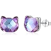 MOPOPOK 925 Sterling Silver Stud Earrings Sunflower/Flower/Sun Moon Star/Heart/Mushroom/Celtic Knot/Santa Claus Crystal/Opal/Moonstone/Pearl Earrings Irish Jewelry Gifts for Birthday Christmas