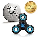 RK Play EDC 360 Fidget Hand Tri Spinner Anti-Stress Focus Figit Toy, Perfect to relieve ADHD, Anxiety, Boredom, Austism Adult Children, Premium Quality Ultra Fast Ceramic Bearings (Black & Teal)