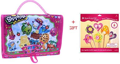 Shopkins Kids Carry Case Figure Storage Organization &amp; Girl Crafts Pencil Toppers Sewing Kit Playset