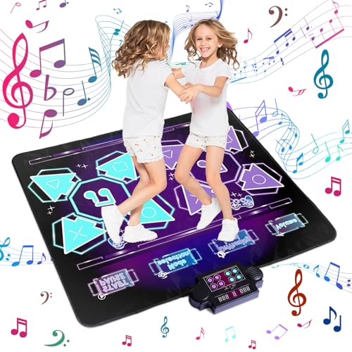 Hengyarici Double Dance Mat Ideas for Dance Challenge Palymat, Optional Single & Double Player Game Modes, Built-in Music, Three Levels of Difficulty Toys Gift for Ages 3-12 (Special Edition)