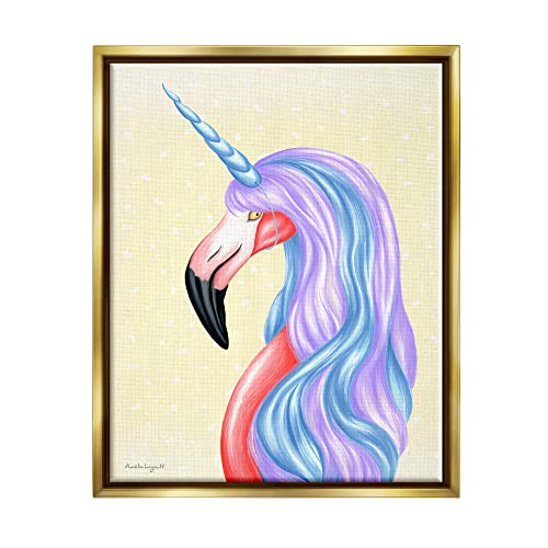 Stupell Industries Radiant Flamingo Bird Pastel Unicorn Horn Hair, Design by Am…