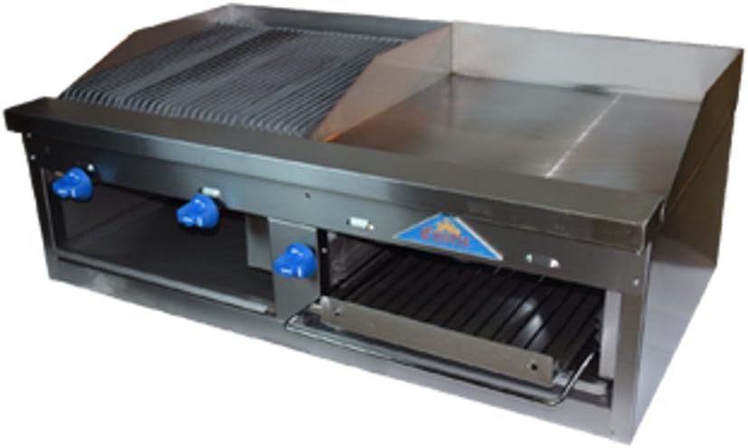 Comstock Castle FHP48-2LB-24B Gas Lava Charbroiler / Griddle / Overfire Cheesemelter