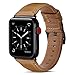OUHENG Compatible with Apple Watch Band 42mm 44mm, Genuine Leather Band Replacement Compatible with Apple Watch Series 5 4 3 2 1 42mm 44mm Sport and Edition, Light Brown