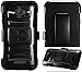 Tempered Glass+2Layer Rugged Case Cover w/Holster Belt Clip for Coolpad Catalyst 3622a Phone (Black on Black)