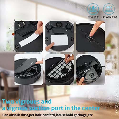 Sweeping Robot,Robot Vacuum Cleaner,Integral Memory Multiple Cleaning Modes Vacuum Best for Pet Hairs,Cleans Hard Floors to Medium-Pile Carpets 2