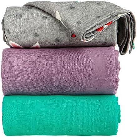 Tula Baby Blanket Set, 3 Pack of 47x47 Inches, 100% Viscose from Bamboo Unisex Swaddle Blankets – Just Chillin' (Hip Animals, Lavender, Teal)