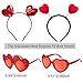 Skylety 12 Pieces Valentines Head Boppers and Red Heart Glasses for Girls Women, Heart Headbands for Valentine Party Props Accessory Holiday