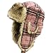 City Hunter W680 Wool Premium Solid Trapper Hats Multi Colors (Plaid Pink)