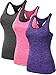 Neleus Women's 3 Pack Dry Fit Compression Athletic Tank Top,8007,Grey,Purple,Pink,US M,EU L