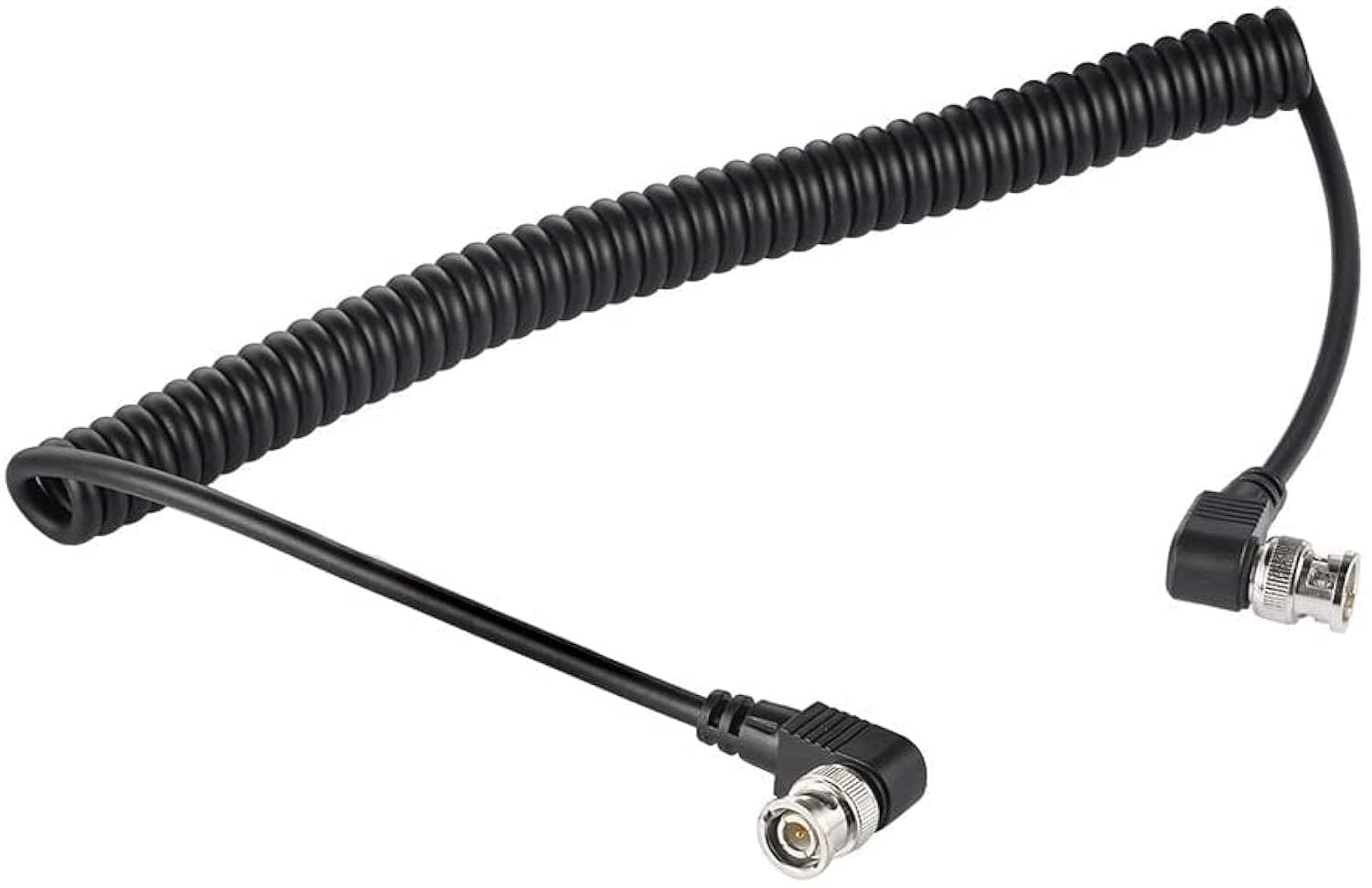 Eonvic BNC Cable HD SDI Coiled Extension Cable 75 Ohm RF Coax Cable for 4K Video Cameras (Both Right Angle)