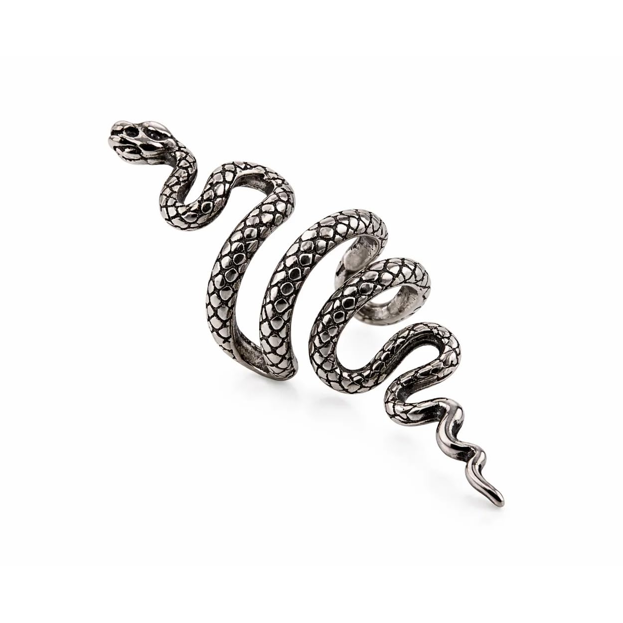 Sovats Ear Cuff Snake Earring For Women 925 Sterling Silver Oxizidize Surface - High Polished 925 Sterling Silver Ear Cuff Non-Piercing Clip on Cartilage Tragus Earrings