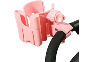 UIVXXUD 2-in-1 Versatile Bike and Stroller Cup Cellphone Holder - Universal Bicycle Water Bottle Cage for Cyclists, Baby Bottle Rack for Moms. (Pink)