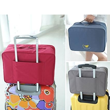 CONNECTWIDE Waterproof Nylon Multifunctional Travel Packing Cubes Duffle Bag (38 x 27 x 18 cms, Pink)