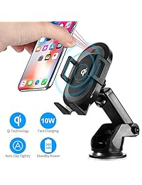 Prymax 10W Qi Cargador inalámbrico para automóvil Montaje en el teléfono Inducción automática Sujeción de ventilación de rotación de carga rápida de 7.5W   5W para iPhone X   XR   XS MAX   8 8 Plus, Samsung Galaxy S9   S9 Plus   S8   S8 Plus   Note 9   8