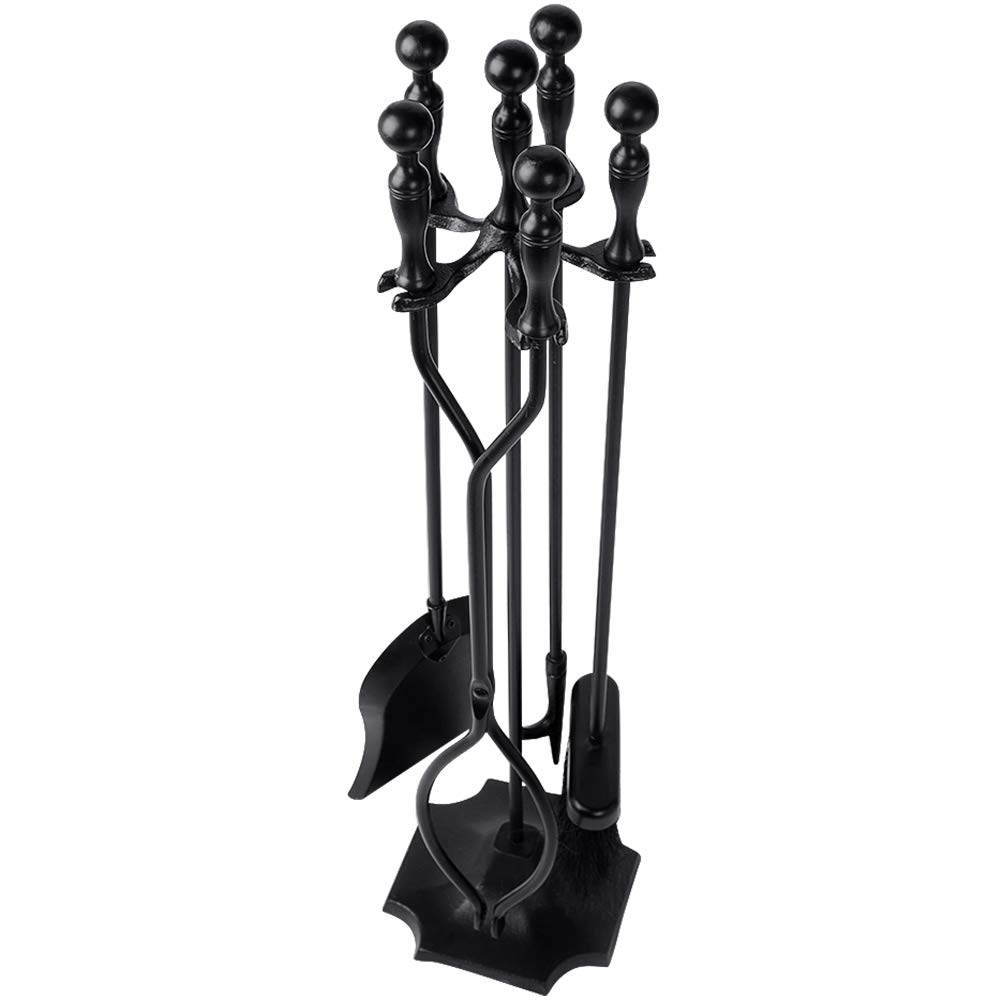 Rustic Fireplace Tools 5 Pieces Wrought Iron Tool Set Fireset Firepit
