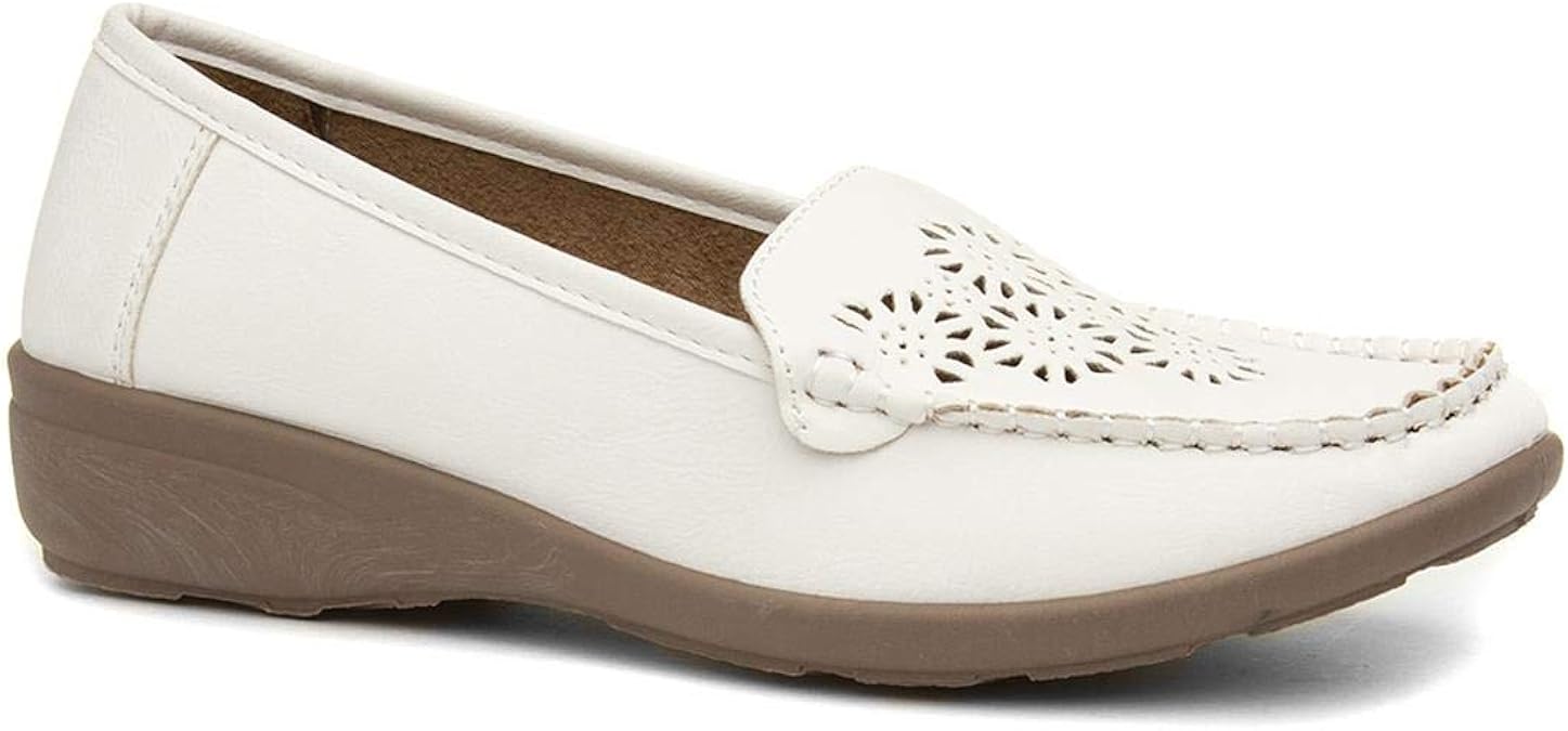 SOFTLITES. Softlites Womens White Casual Wedge Loafer Shoe Amazon.co