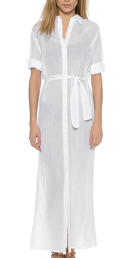 Amazoncom Womens Beachwear 34 Sleeve Button Front