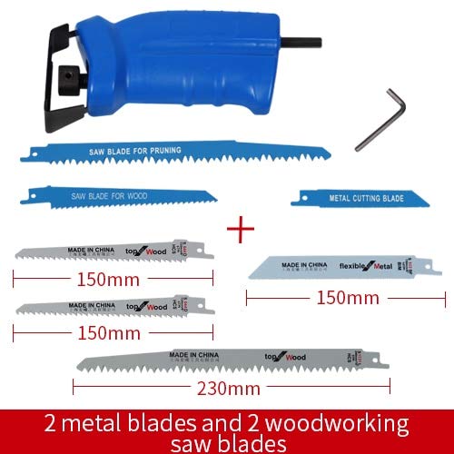 Best Quality - Power Tool Accessories - Hilda Reciprocating Saw Power Tool Reciprocating Saw Metal Cutting Wood Cutting Tool Electric Drill Attachment With 3 Blades - by SeedWorld - 1 PCs