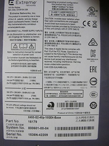 Extreme Networks Summit X450-G2-48p-10GE4 Ethernet Switch