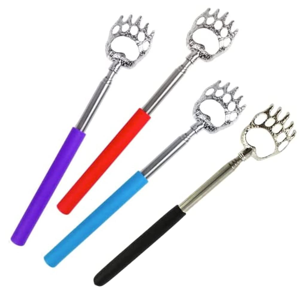 x4 Telescopic Bear Claw Back Scratchers - Extendable Back Scratcher for Adults, Men, Women and Kids (Green,Blue,Red,Black)