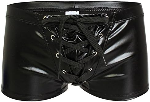 Adviter Men's Wetlook Shorts Underpants Boxer Briefs Black Small (Waistline 27.0-30)