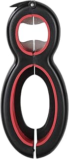 6 in 1 Multi Öffner, All in One Flaschenöffner, Dose, Soda, und Glasöffner, Twist Off Deckel - Glasöffner für Senioren und Arthritis Hände, Senioren mit Arthritis, Handschwäche (Schwarz und Rot)