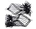 JISEN Woman Banquet Party Performance Fingerless Black Bow Sexy Lace Bridal Gloves 7