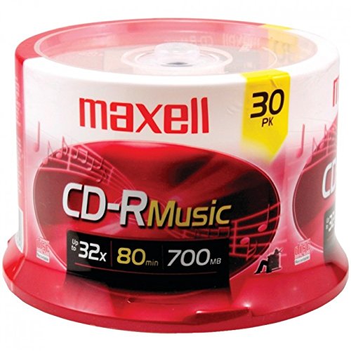 Maxell Music CD-R Media Spindle, 700MB/80 Minutes, Pack of 30