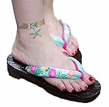 POJ Traditional Geta Sandals of Japan [ 7-8US Size Blue / Pink For Women ] kimono yukata Cosplay