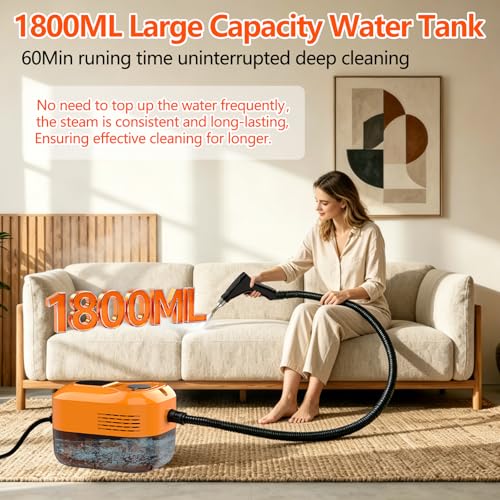 Vaporeta Limpieza Hogar, Limpiador a Vapor Portátil 6 Niveles Reg, Calentamiento 15s, 3,5 Bar Vaporeta Limpieza Hogar Potente, Depósito 1800ml, 17 Accesorios Multifunción, Apto para Cocina y Coche