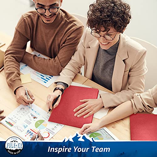 FILEEZ TwoPocket Folders, Red, 25Pack, Textured Paper, Letter Size