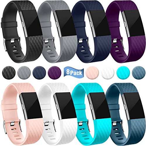 Maledan Bands for Fitbit Charge 2, 8 Pack, Small