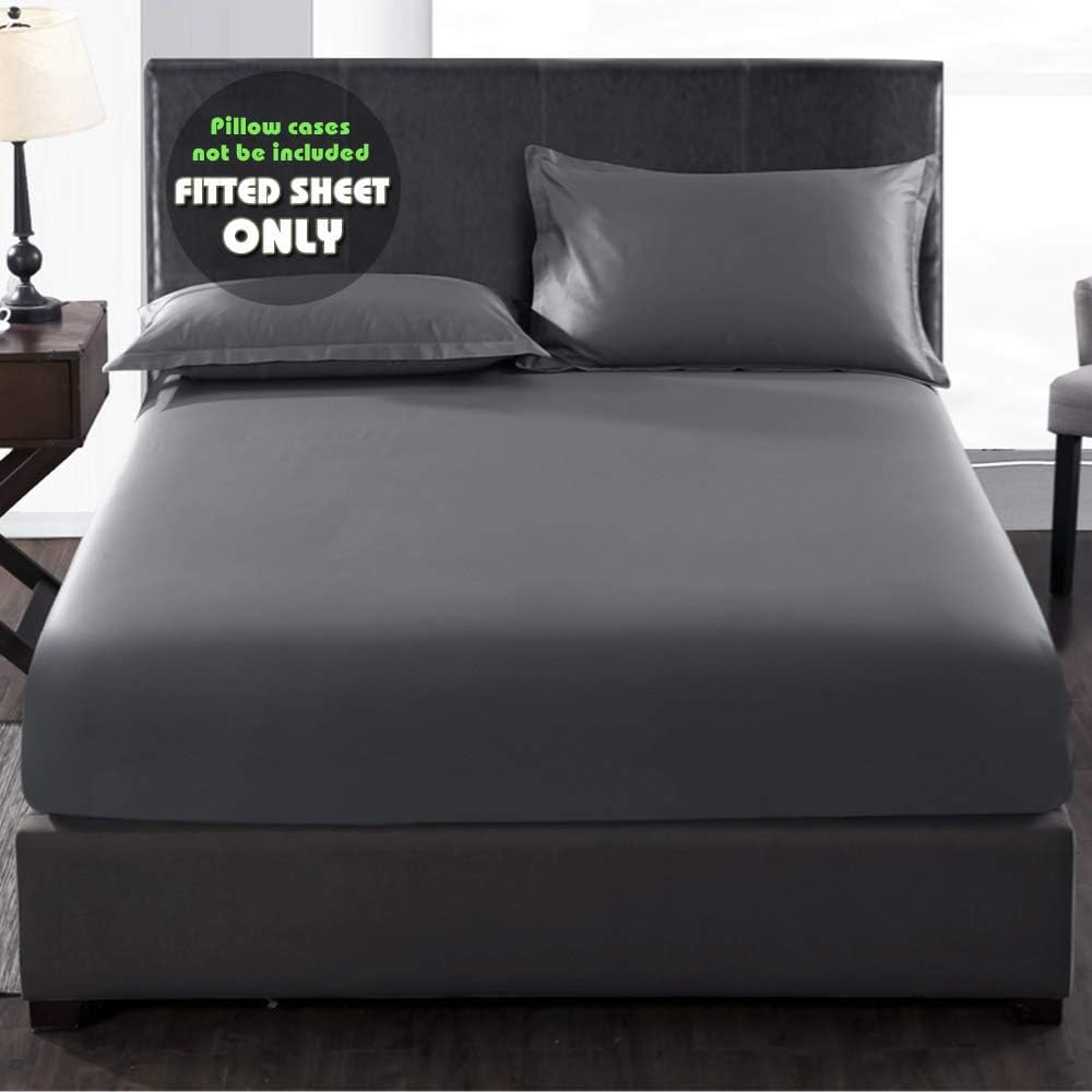 COSMOPLUS Fitted Sheet Full Fitted Sheet Only（No Flat Sheet or Pillow Shams）, 4 Way Stretch Micro-Knit, Snug Fit, Wrinkle Free, for Standard Mattress and Air Bed Mattress from 8” Up to 14”, Gray -