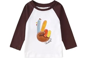 AFUKUIA Toddler Baby Boy Girl Gobble Shirt Thanksgiving Turkey Print Long Sleeve Blouse Top Kid Fall Casual Clothes