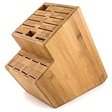 MEGALOWMART 18 Slot Bamboo Wood Kitchen Knife Block Stand Holder
