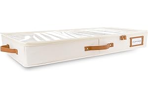 HOMELUX THEORY Low Profile Under Bed Storage Containers, 33x17x4.5 Clothes & Shoe Organizer Underbed Storage Box Drawer for Bedroom & Home Organization, Closet Organizers and Storage (Ivory, 1Pc)