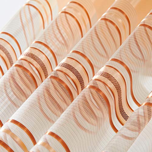 Clearance Sale!UMFun Leaves Sheer Curtain Tulle Window Treatment Voile Drape Valance 2 Panel Fabric (Coffee) - Thumbnail 3