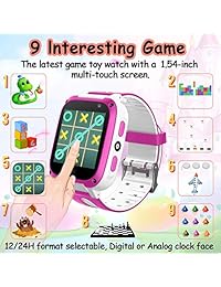 Kids Phone Smart Watch for 3 12 Year Boys Girls with 1.44" HD Touch Screen Camera SOS Game Digital Flashlight Cellphone SmartWatch