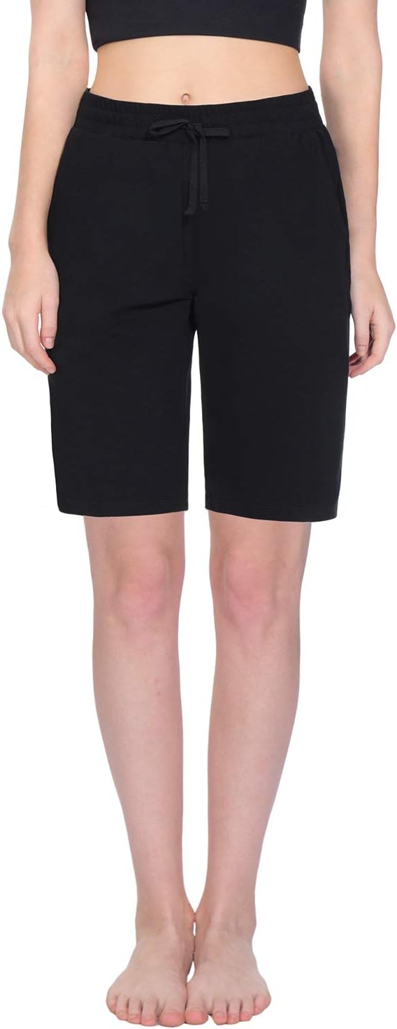 TAIBID Women's Active Lounge Bermuda Shorts Cotton Fitness Activewear Yoga Workout Running Shorts with Pockets, Size S - XXL