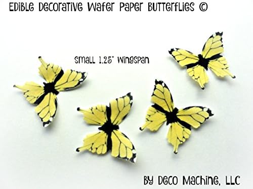 24 YELLOW MONARCH Small 1.25" Edible Image Decorative Wafer Paper Butterflies © Butterfly Wedding Cake Cupcake Topper