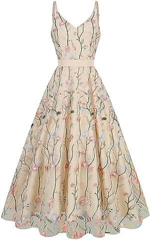Amazon.com: Womens Cute Vintage Halter Cocktail Dress 50's 60's Audrey  Style Polka Dot Prom Party Dress Sleeveless Retro Dress : Sports & Outdoors